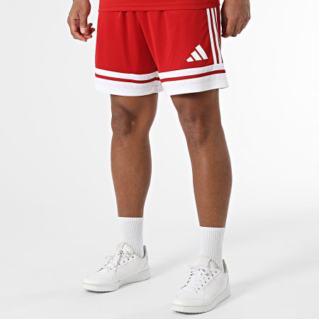 Adidas Sportswear - Ensemble Tee Shirt Et Short Jogging A Bandes SQUA25 Jersey JE2601 JE7745 Rouge Blanc
